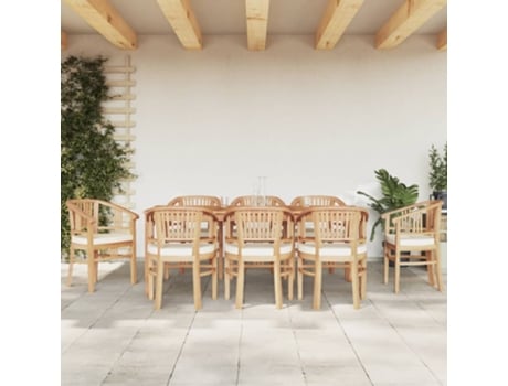 Conjunto 9 de comedor para jardín VIDAXL madera maciza de teca