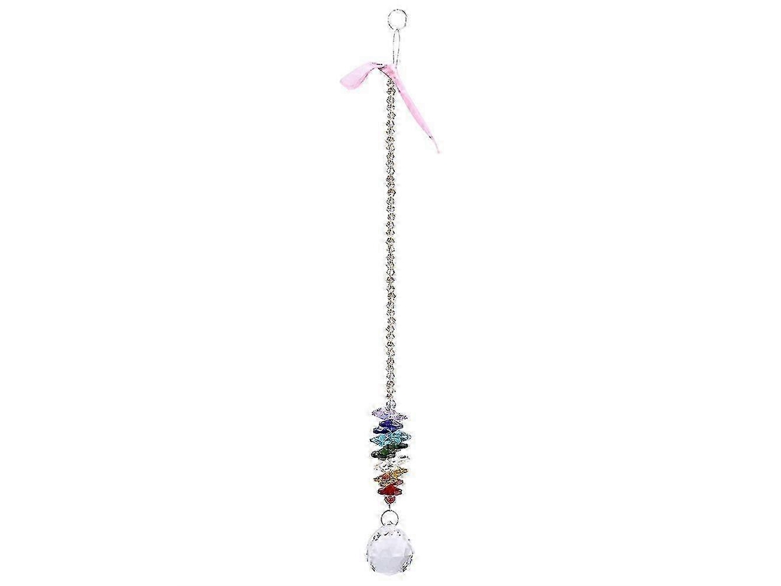 Lámpara de araña hecha a mano con un colgante suspendido en forma de prisma de cristal arcoíris, ideal para la decoración de ventanas navideñas (25-26 cm).