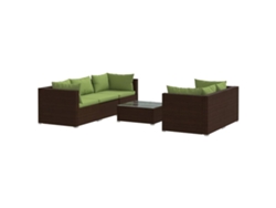 Conjunto 6 muebles de jardín VIDAXL y cojines ratán sintético marrón