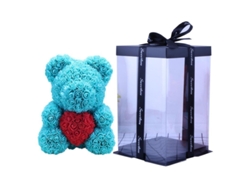 Oso De Rosas Artificiales De 25 Cm En Caja De Regalo Con Luz Decorativa. Regalo Ideal Para El Día De San Valentín.