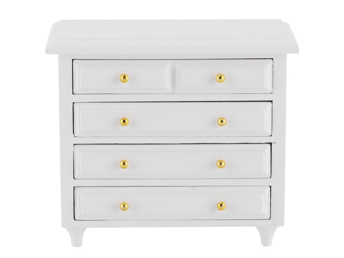 Cómoda En Miniatura A Escala 1:12 Para Casa De Muñecas, Mueble Decorativo De Madera Blanca.