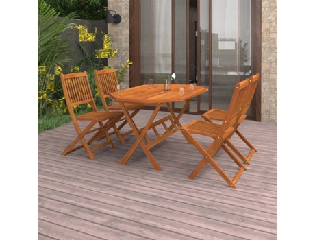 Conjunto 5 de comedor de jardín VIDAXL madera maciza de acacia