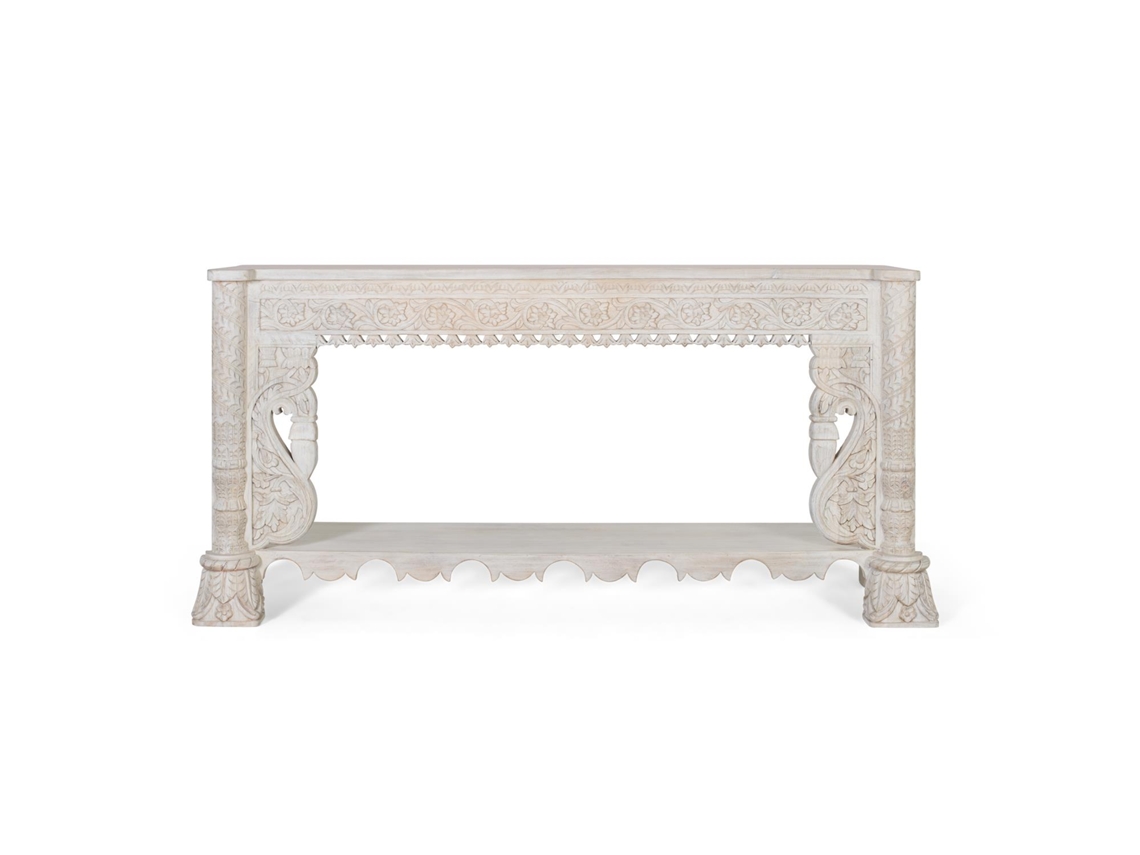 CONSOLA MADERA DE MANGO Blanco.GINER Y COLOMER 90x40x180
