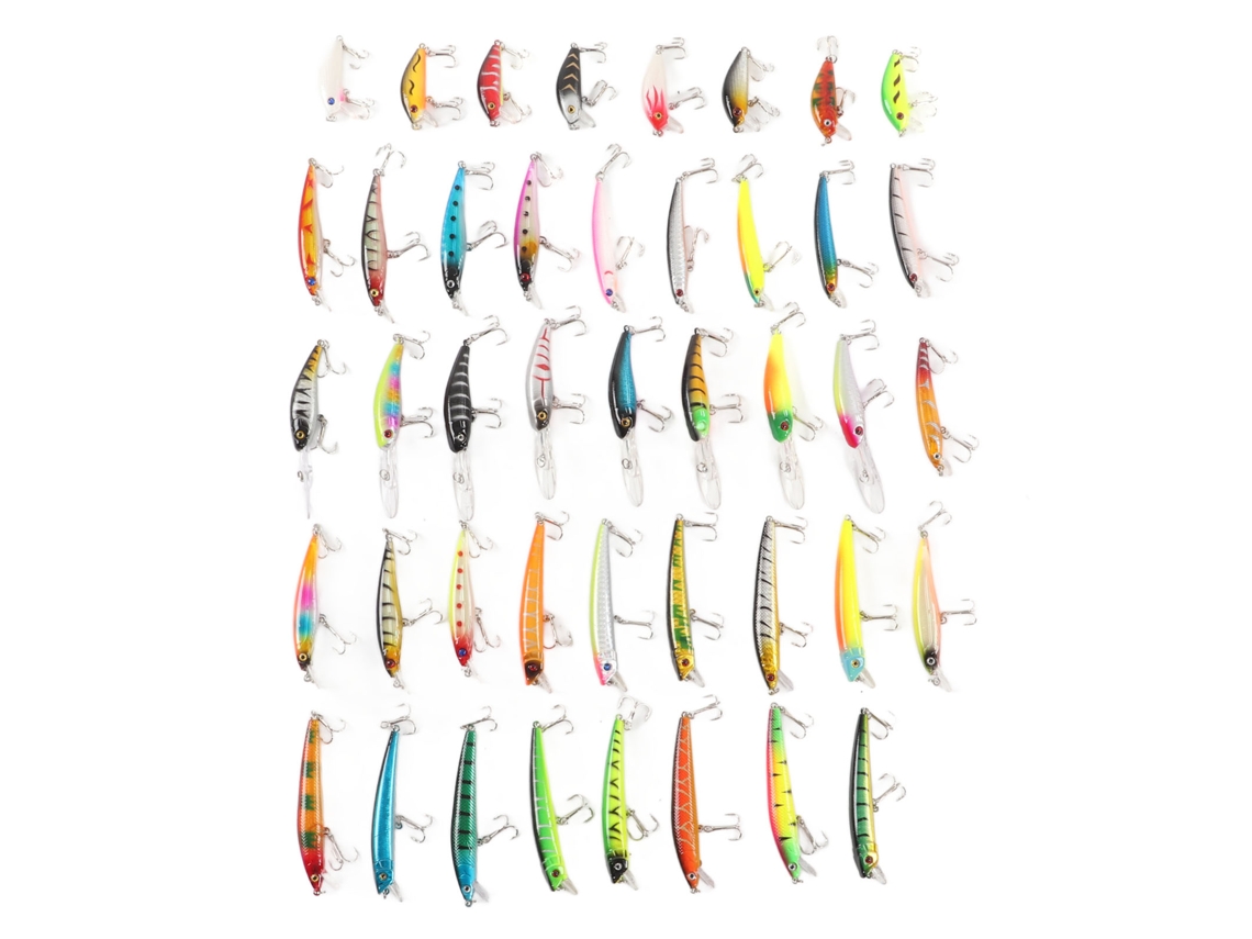 Kit De 43 Señuelos De Pesca Minnow Bait Artificial Simulación Para Agua Dulce Y Salada