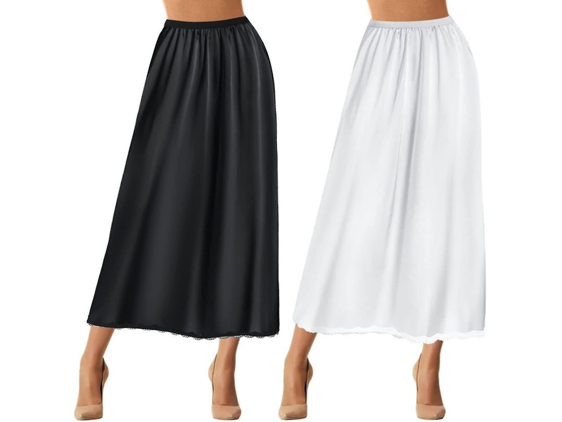 Fasst-2 Medias Faldas De Seda Con Encaje Para Mujer Faldas Interiores A-line Suaves Y Transpirables Para Vestidos