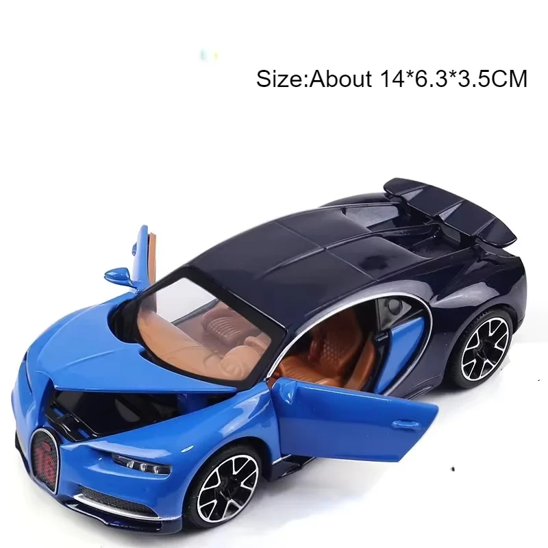 (Chiron Azul) Escala 1:32 - Coche deportivo en miniatura - Simulación de sonido y luz