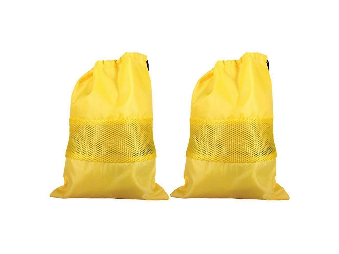 Juego de 2 bolsas de compra plegables y reutilizables con cordón para mantener los alimentos frescos GOKOCO (amarillas)