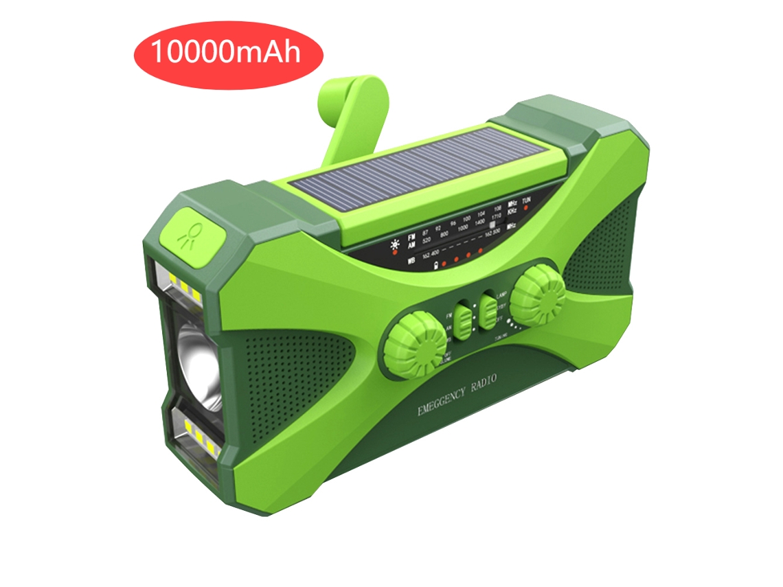 Generador solar de emergencia con manivela, radio portátil AM/FM/NOAA, linterna LED, alarma SOS y batería externa de 2000/5000/10000 mAh. Viewleaf
