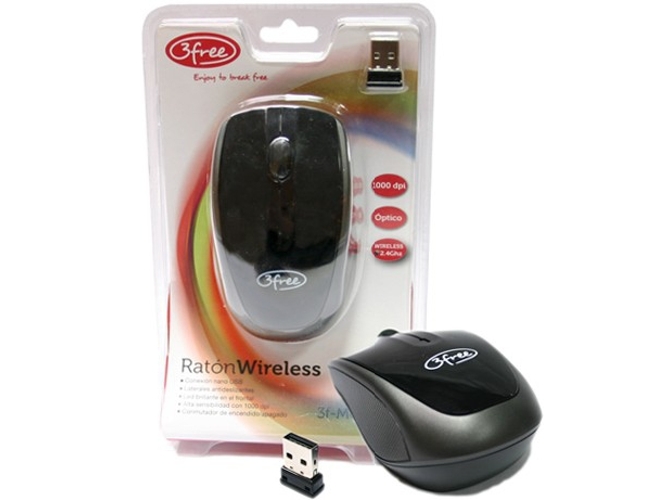 Ratón 3FREE 3F-MCW401 (Inalámbrico - Óptico - 1000 dpi - Negro)