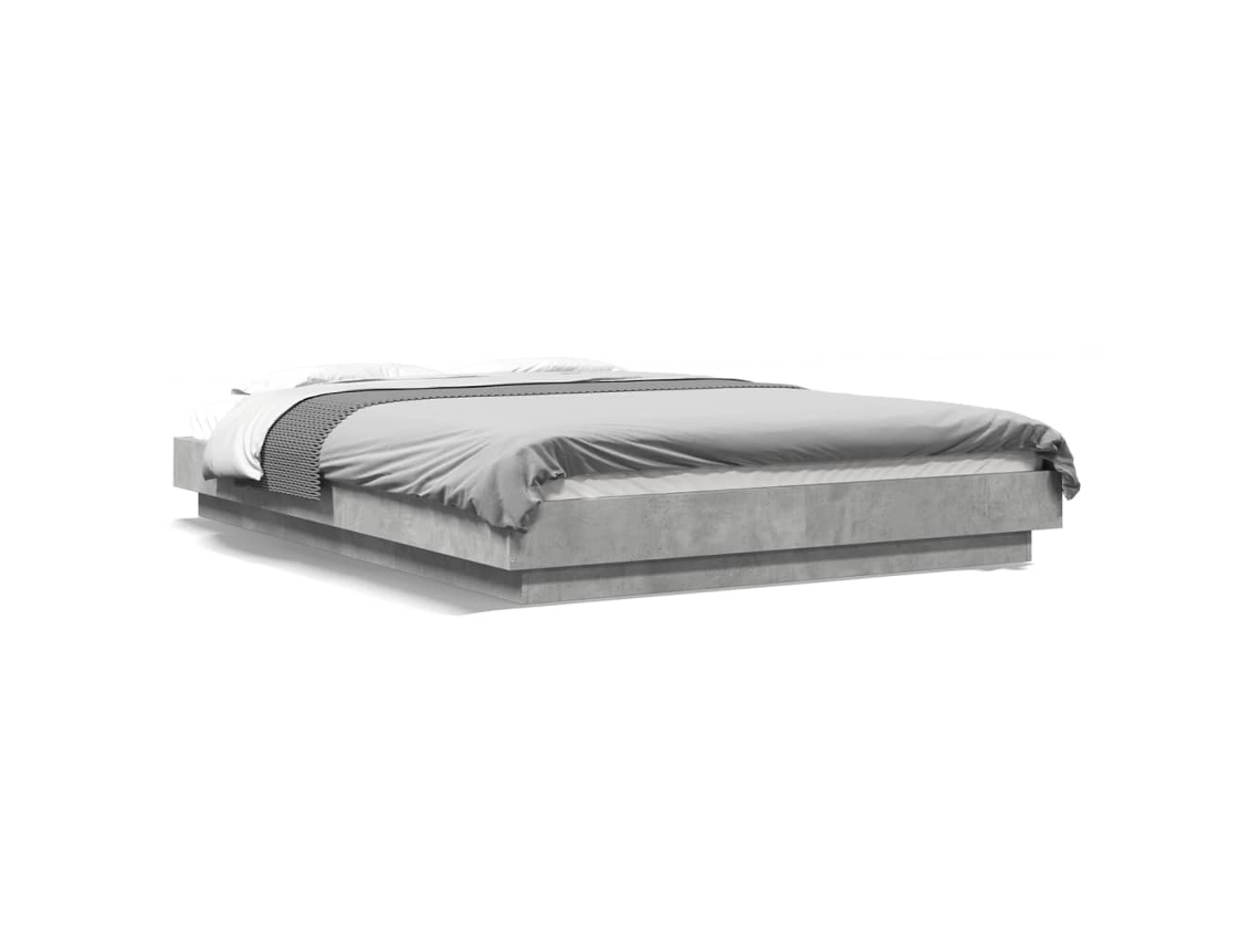 Maison Exclusive - Estructura Cama Con Luces Led Madera Gris Hormigón 120x200 Cm
