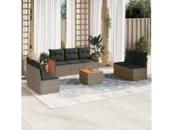 Conjunto de sofás de jardín de 8 piezas DKD Home Decor con cojines de mimbre gris