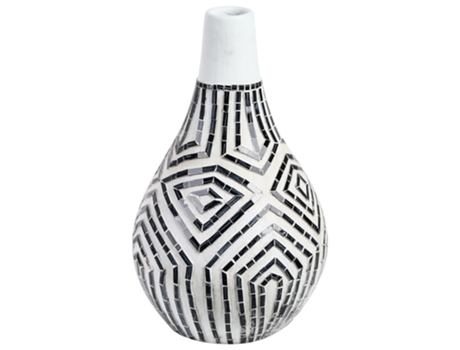 Terracota Jarrón decorativo 50 Blanco Negro BELIANI Ombilin