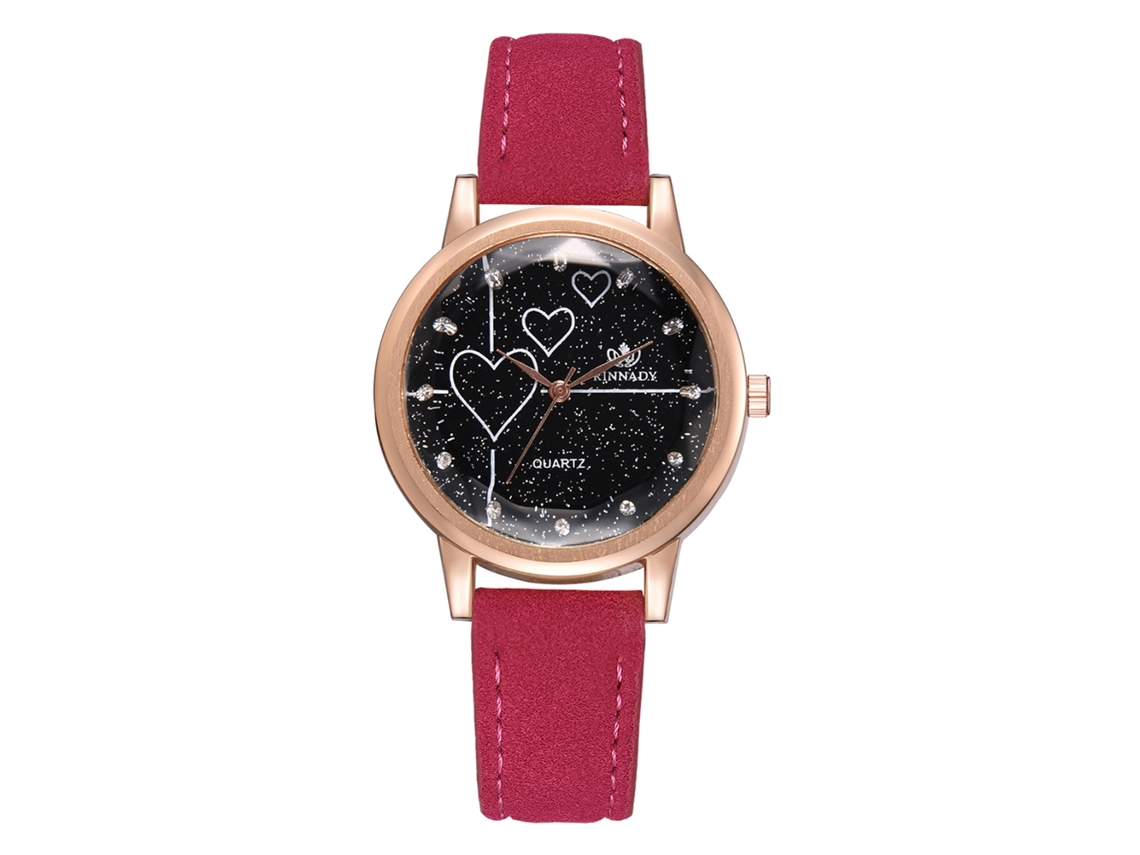 Reloj De Pulsera Para Mujer Con Correa De Pu Y Movimiento De Cuarzo De Aleación (rosa Y Rojo)