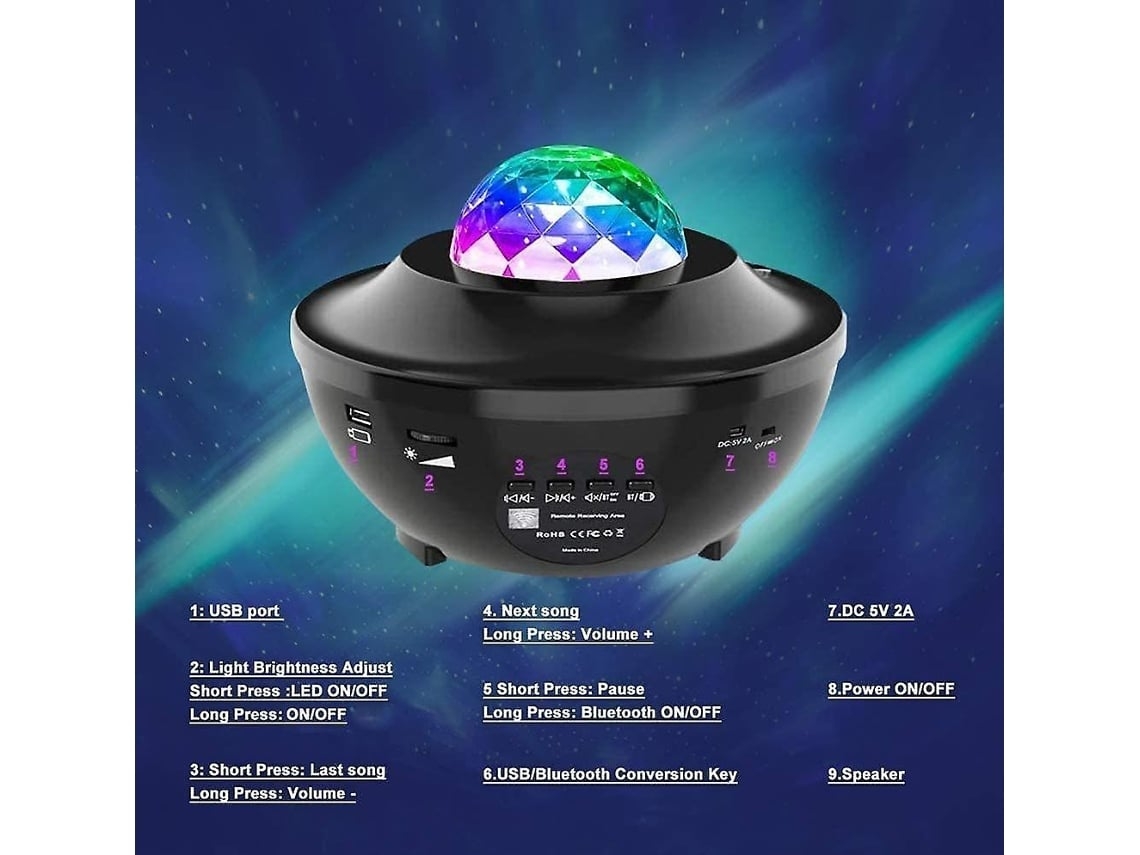 Proyector de video LED, luz de proyección de nube giratoria, luz nocturna con control remoto Stelasplen