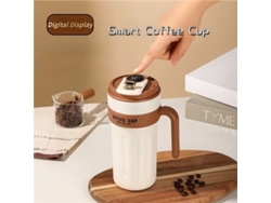 Marrón Claroipree Taza Aislante Acero Inoxidable 650ml Asa Taza Café Inteligente Pantalla Led Temperatura Botella Agua Portátil Coche