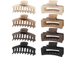 8 Pinzas Grandes 11cm Policarbonato Mate Antideslizante, Para Cabello Grueso