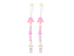 2 Clips De Silicona Para Chupete De Bebé, Cadena, Juguete De Dentición Rosa, Portátil.