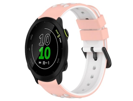 Correa para Garmin Forerunner 158 20 mm Correa de reloj de silicona porosa de dos colores rosa-blanco VENISYMLIS