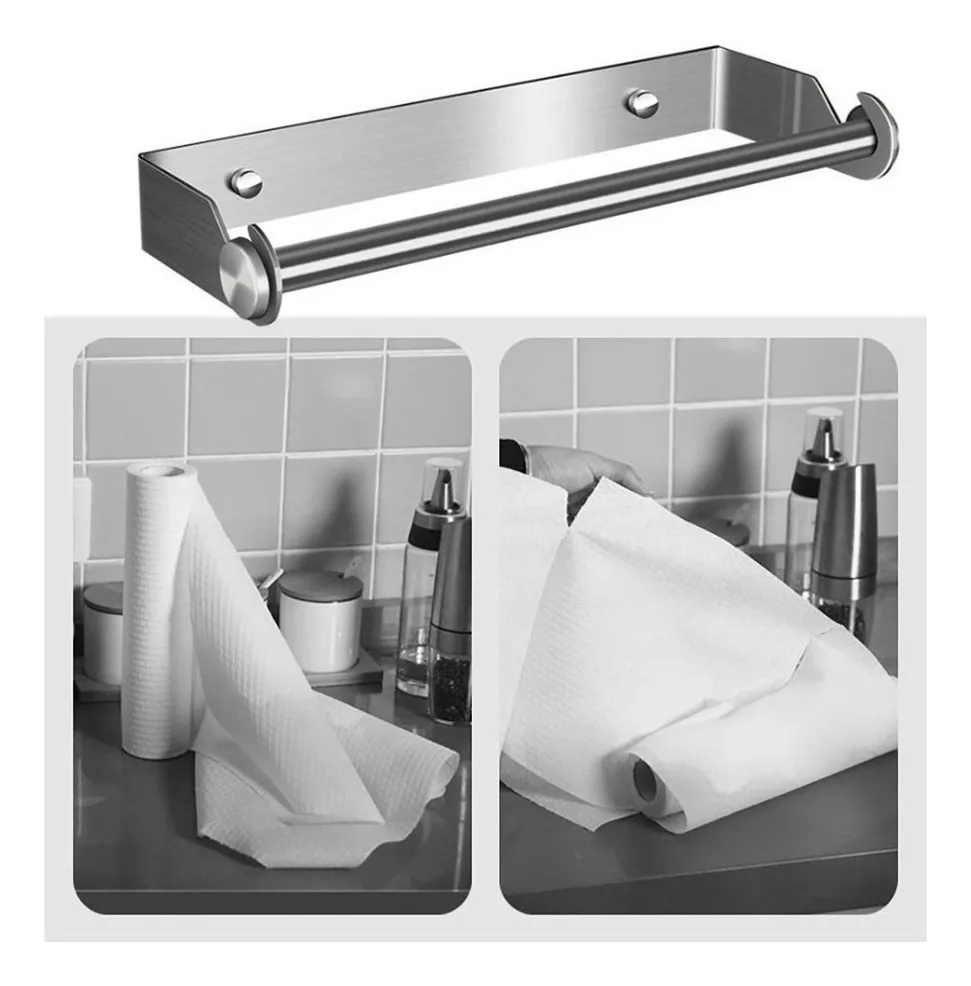 Porta toallas de papel de pared con adhesivo para cocina Evayotoy