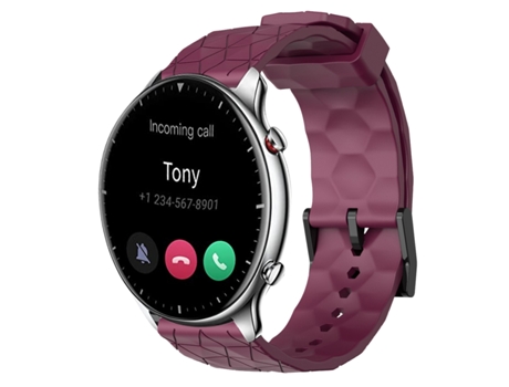 Correa Smartwatch para Amazfit GTR 2 22mm Silicona de Color Sólido con Patrón de Fútbol (Rojo Vino)