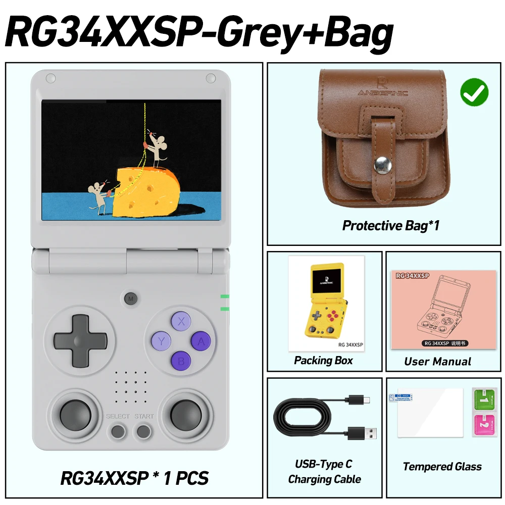 64g (5k Juegos) gris Con Bolsa rg34xxsp Ips Linux Consola De Juegos De 64 Bits H700 Quad-core 1gb Juego Rg 34xxsp