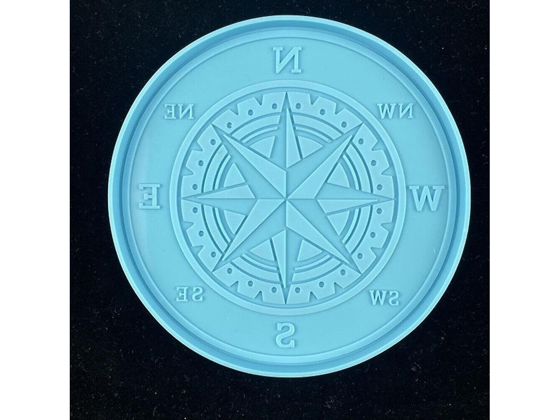 2026-molde De Silicona Para Bandeja De Brújula Para Epoxi Arte Diy Resina Joyería Azul