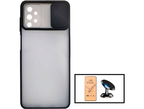 Kit Carcasa + Protector de Pantalla + Soporte Magnético Galaxy A52s 5G G4M Negro