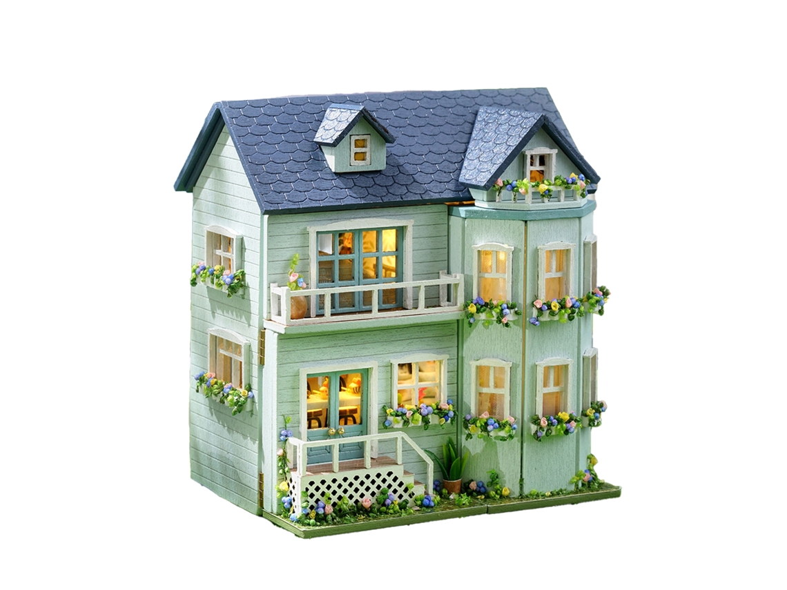 Una Acogedora Casita. Modelo 3d Con Puerta Abierta Y Luces Led. Dimensiones: 9x6x10 Cm.