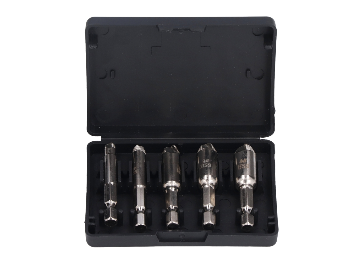 Juego De 5 Extractores De Tornillos De Acero Niquelado Para Extraer Tornillos Rotos.