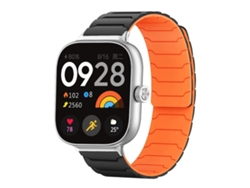 Bracelete Para Xiaomi Band 9 Pro / 8 Pro - Silicone Magnético Preto E Laranja