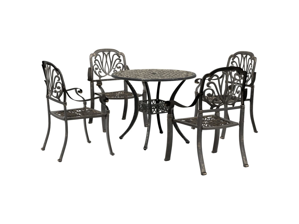 Juego de comedor de jardín de 2 piezas de aluminio fundido en bronce Dkd Home Decor