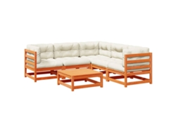 Maison Exclusive - Set De Sofás Jardín 6 Pzas Con Cojines Madera Pino Marrón Cera
