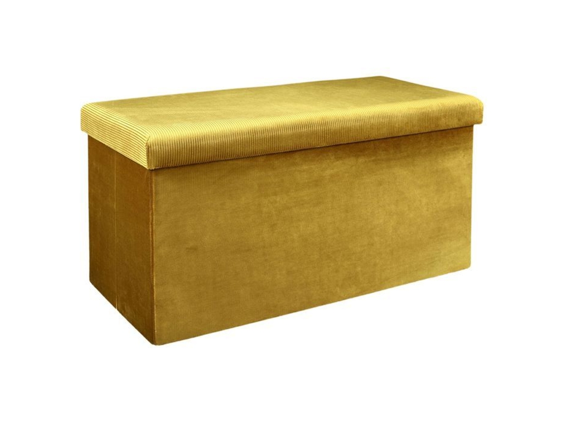 Banco de almacenamiento plegable de terciopelo Giulia - Amarillo mostaza - Diseño contemporáneo