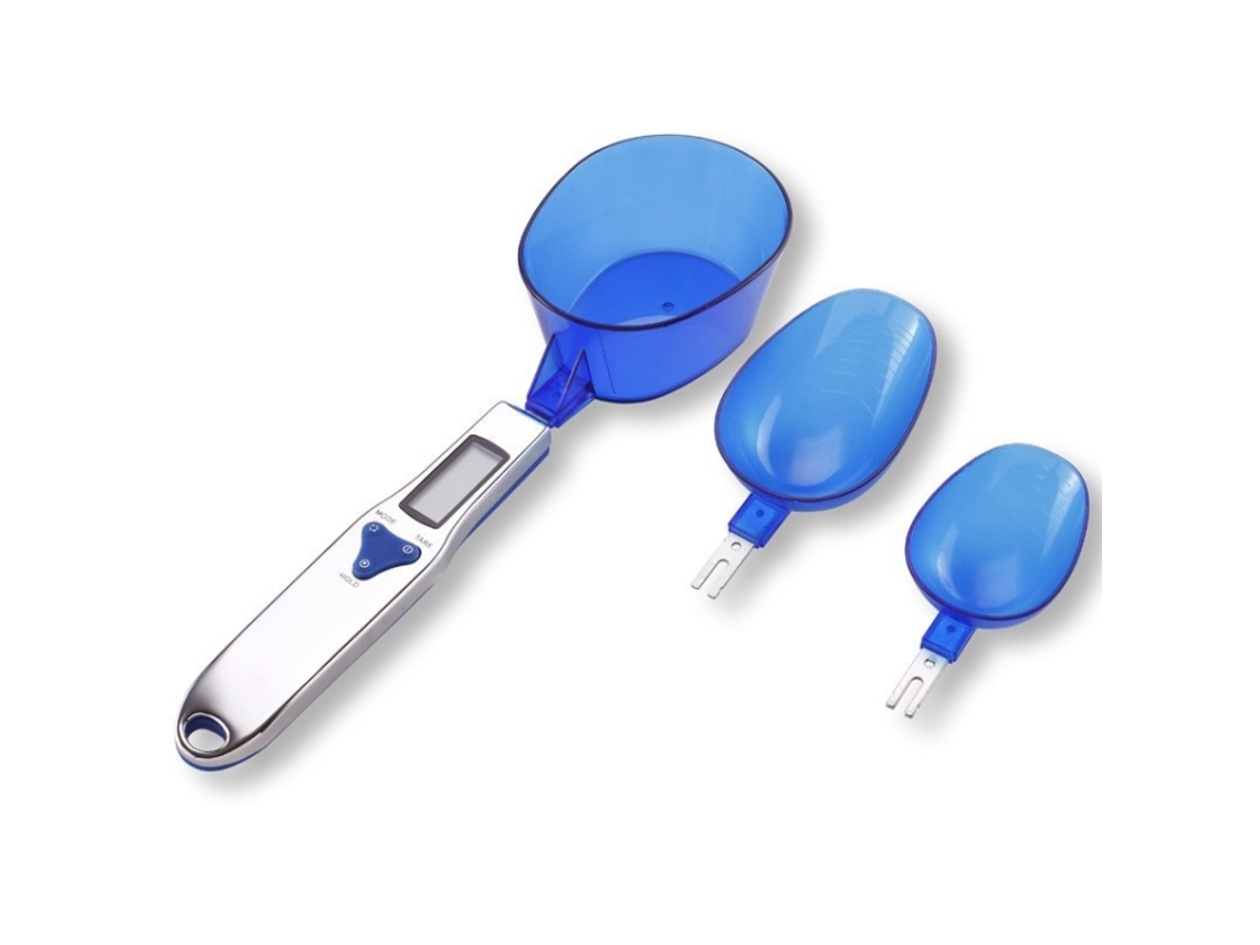 Báscula de cocina electrónica de 300 g/0,1 g con tres cucharas medidoras. Mdug