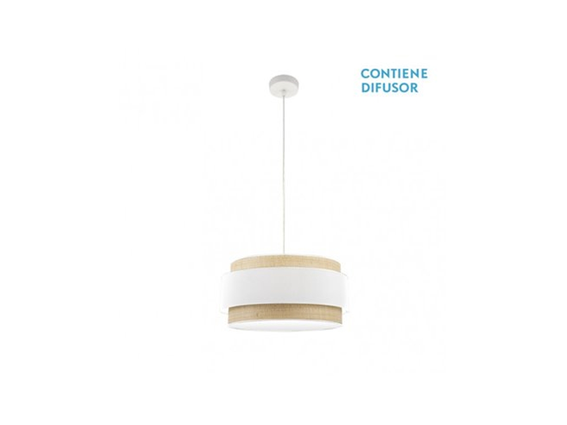 Lámpara colgante Kandy 2x27 cm, natural/blanco, 50 x 50 cm, Fabrilamp
