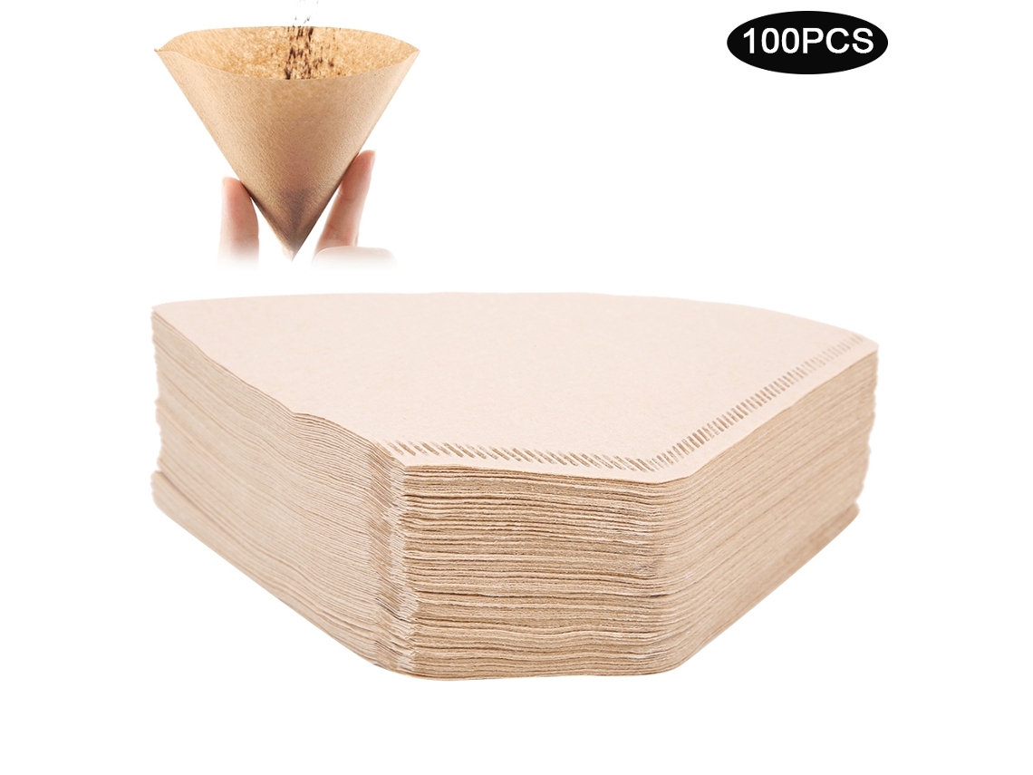 Kit De 100 Filtros De Café Desechables En Forma De Abanico, Fabricados Con Pulpa De Madera Segura Y Biodegradable.