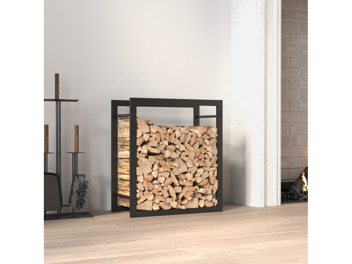 Estante para leña | Leñero 50x28x56 cm Acero Negro Mate Wsd649790 Lovely Home