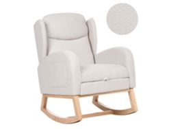 Moderna Cadeira De Baloiço Com Repousa-pés Beliani Haslev De Bouclé Branco 70x77x98