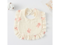 Babero para bebés con volantes, toalla para la saliva del bebé, tela de algodón suave, estilo: Conejito rosa