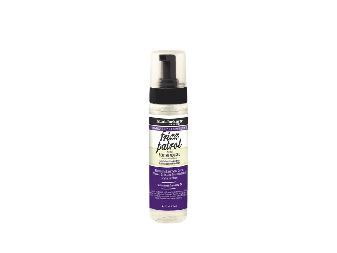 Mousse fijadora de rizos y torceduras Grapese Frizz Patrol de Aunt Jackie, 237 ml