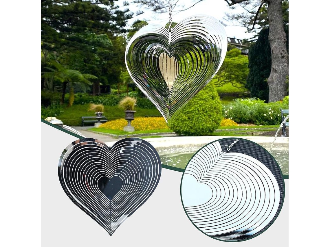 Adorno colgante de metal para jardín con forma de campana en espiral giratoria de 360 grados.