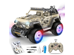 Coche Todoterreno Teledirigido 2.4g Con Pegatinas, Luces Y Spray (color Caqui) Gertiz