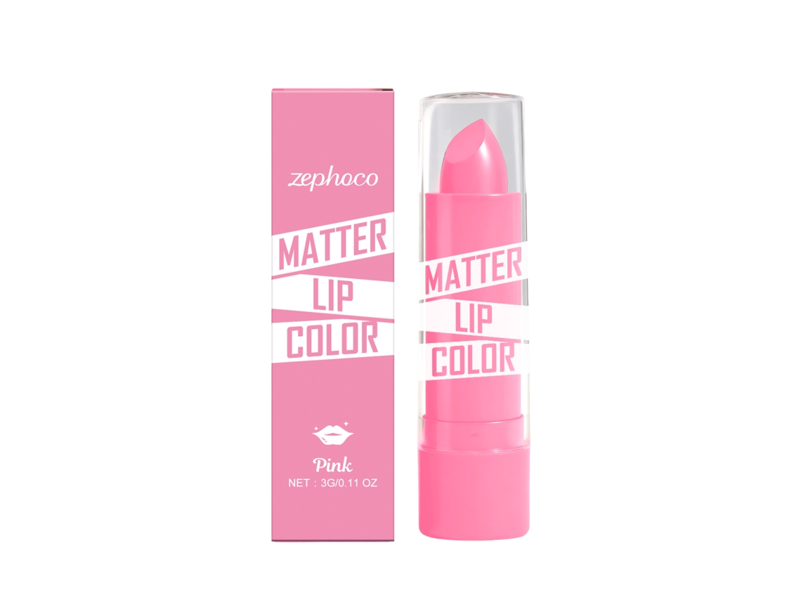 Barra de labios hidratante en tono rosa.