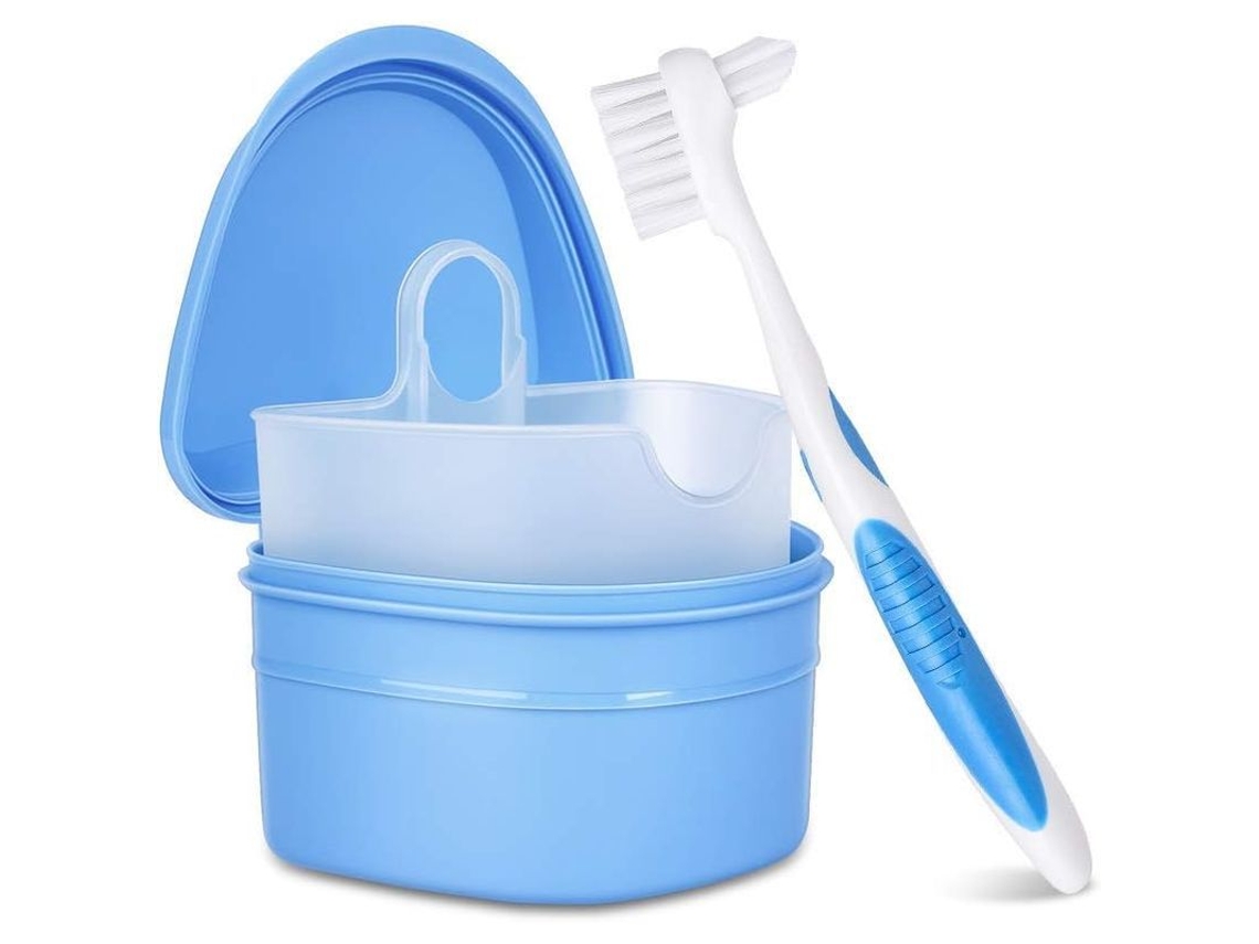 Kit De Limpieza De Prótesis Dentales Con Estuche Y Cepillo De Doble Cabezal
