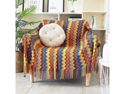 Manta De Lana Con Borlas, Estampado Bohemio De Pata De Gallo, Cómoda Para Sofá Y Silla, 130 X 230 Cm.