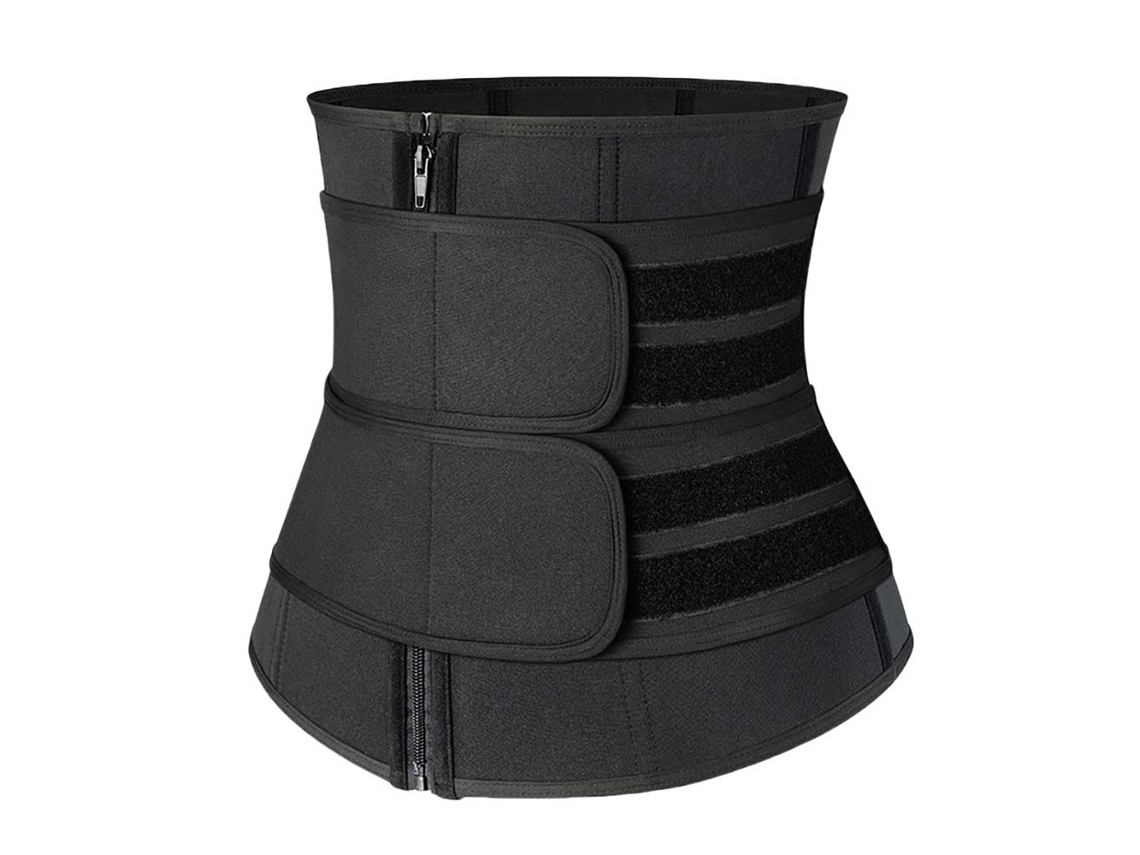Cinta Lombar Chrui Entrenamiento Sauna Con Doble Compresión Talla S (negro)