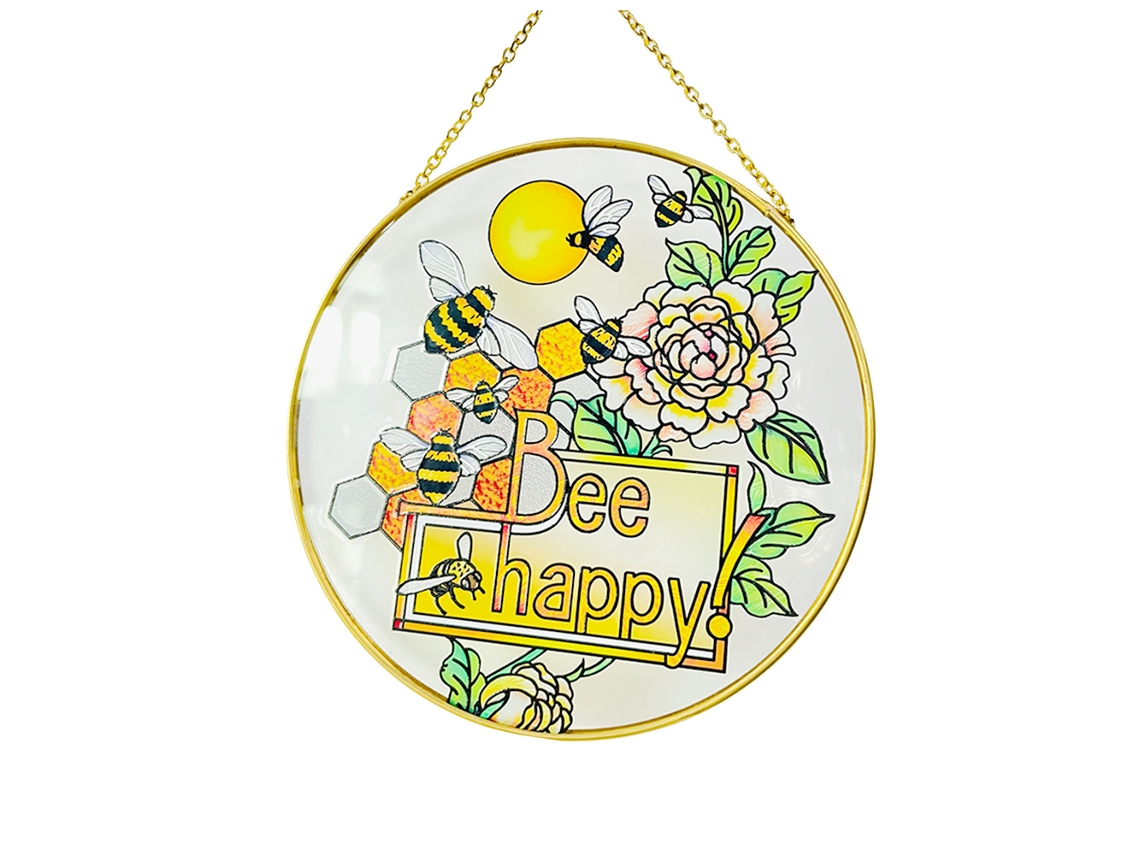 Atrapasueños De Vitral Para Ventana De 6.5 Pulgadas, Decoración De Pared Con Forma De Colmena, Panel De Vidrio Con Diseño De Abeja, Re