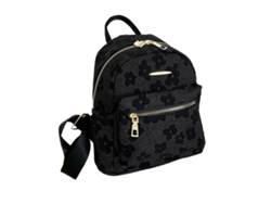 Mochila De Lona Con Estampado Floral, Gran Capacidad, Moderna Y Multifuncional, Negra, Talla Única.