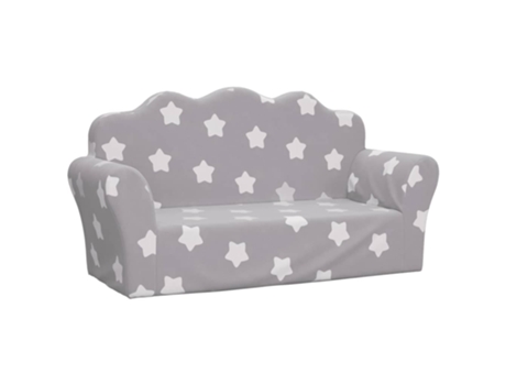 Sofá de niños de 2 plazas felpa suave VIDAXL gris claro con estrellas