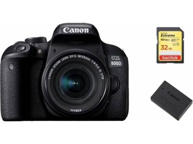 Kit Cámara Réflex CANON EOS 800D EF-S 18-55mm F4-5.6 IS STM + SD 32GB + LP-E17